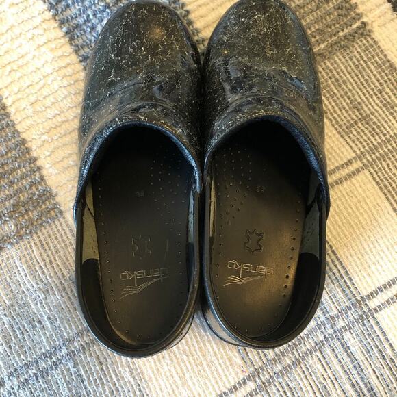 Dansko Womens Splatter Paint Shoes Sz 8 Black Comfy Work Teacher Comfy Casual - Picture 4 of 11